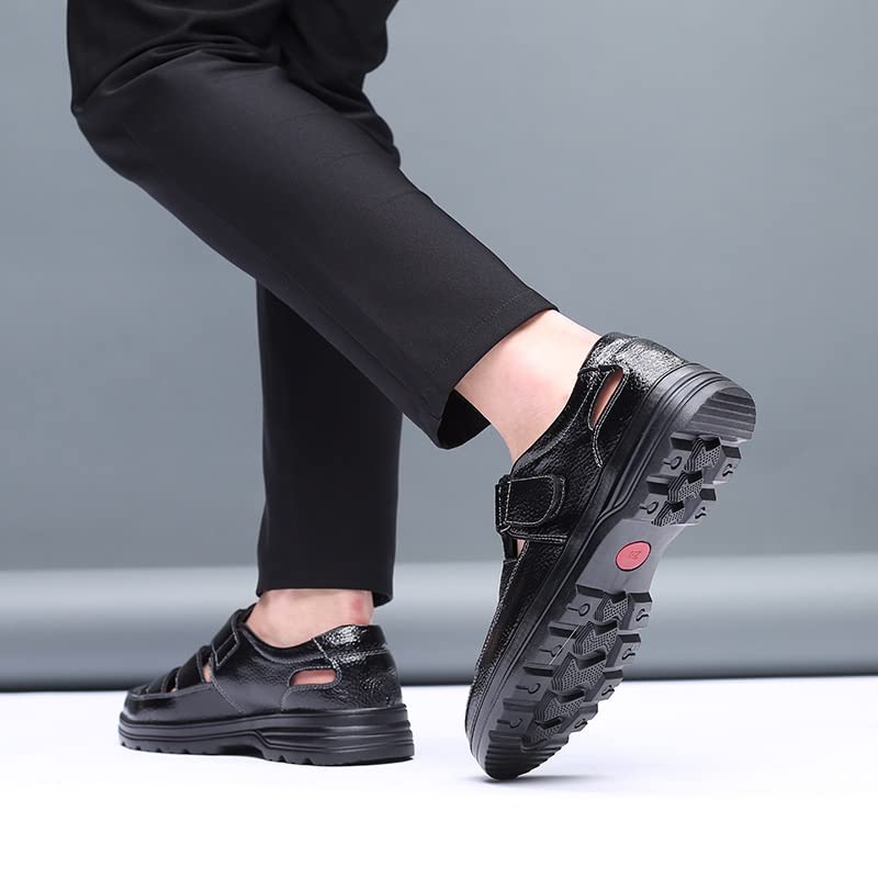 Leather Men Sandals Breathable Men's Casual Shoes Comfortable Flat Shoes for Men(43 Code)3