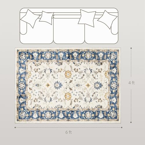 Tapete decorativo HOMCOM azul 4x6 pies lavable y antideslizante miniatura 2