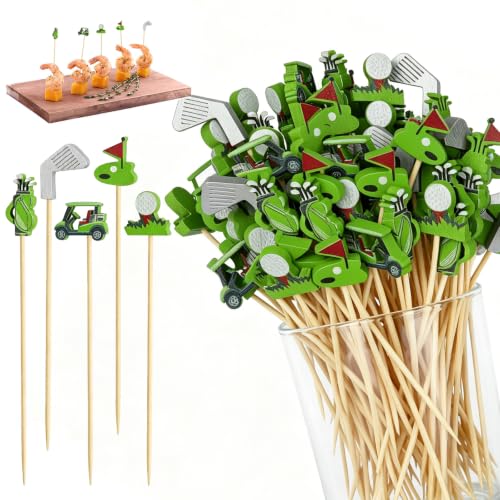 150 Pcs Golf Toothpicks Golf Cocktail Picks Bamboo Toothpicks for Appetizers