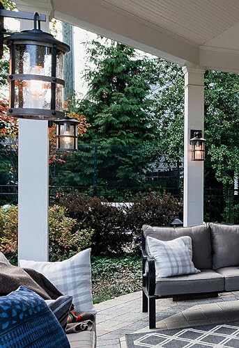 Hinkley Lakehouse 2680DZ Small Outdoor Wall Lantern - Coastal Style, Nautical Touches, Clear Seedy Glass - Aged Zinc + Driftwood Accents - Image 6