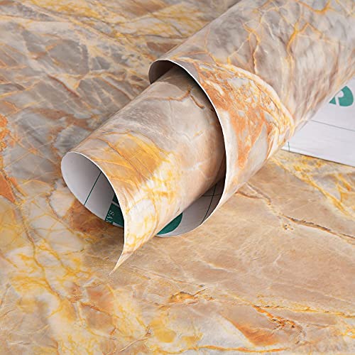 Image of Self Adhesive Wallpaper for Furniture,Almirah,Table Top,Wardrobe,Kitchen,Cupboard Decal & Door| Kitchen Wall Paper Sticker DIY PVC Self Liner Vinyl Stickers. (Onyx Cream Marble, 24x72 Inch)