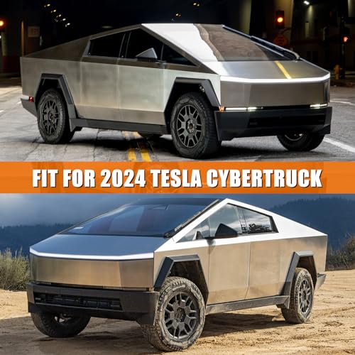 Image of Waterproof Car Cover Replace for Tesla Cybertruck, 6 Layers All Weather Car Covers with Zipper Door & Windproof Bands for Snow Rain Dust Protection