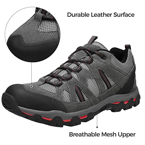 Golden Camel Men's Hiking Shoes Breathable Trail Running Shoes Non-Slip Lightweight Outdoor Sneakers For Trekking Walking Grey #TOP1
