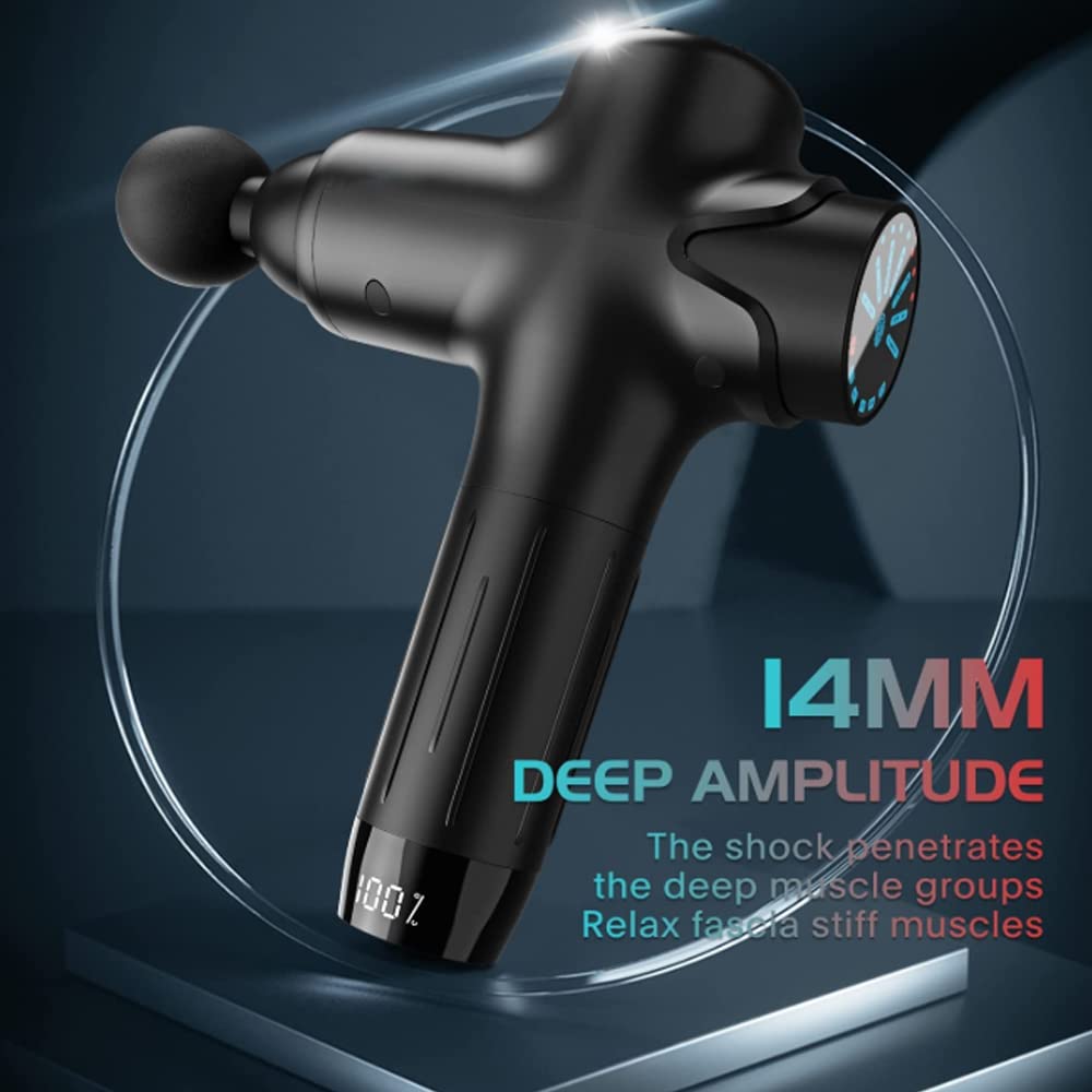 Pistola de masaje,portátil de mano con percusión tejido profundo de percusión muscular para atletas,silencioso para relajación profunda,con 8 cabezales de masaje/pantalla táctil LCD (plata)