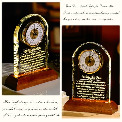 Image of Ornalrist Boss Gifts for Women Men Clock with Wooden Light Base