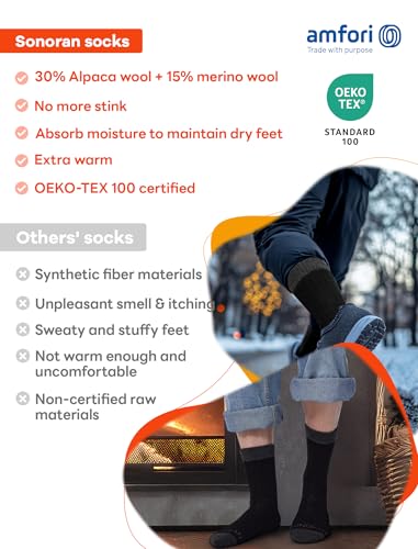 Alpaca Socks for Men & Women (2 Pairs) Moisture Wicking Warm Casual Alpaca Crew Wool Socks for Hunting Hiking3