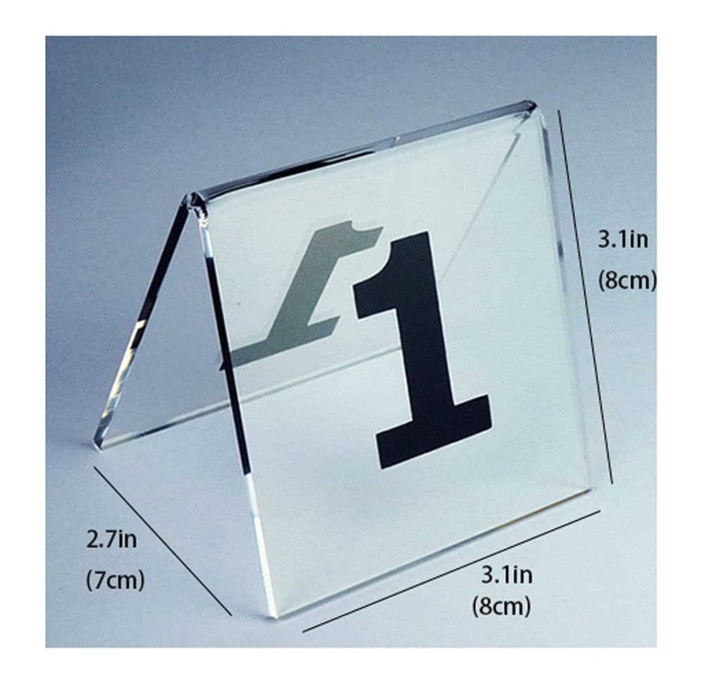RETENA Numeri da Tavolo Numeri tavola acrilica - I Migliori for ricevimenti rustici, Banchetti, caffetterie, ristoranti, Hotel (8x7x8cm / 3.1x2.7x3.1pollici) (Size : 1-20)