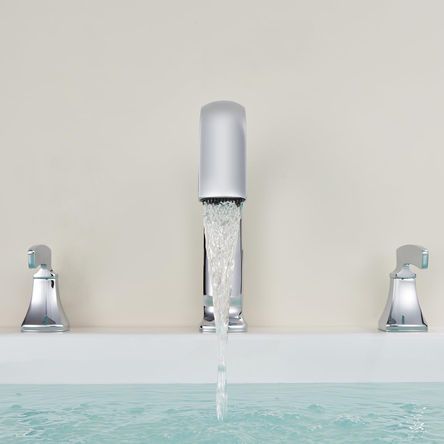 ALEASHA Roman Tub Faucet Waterfall Tub Filler Chrome Deck Mount Bathtub