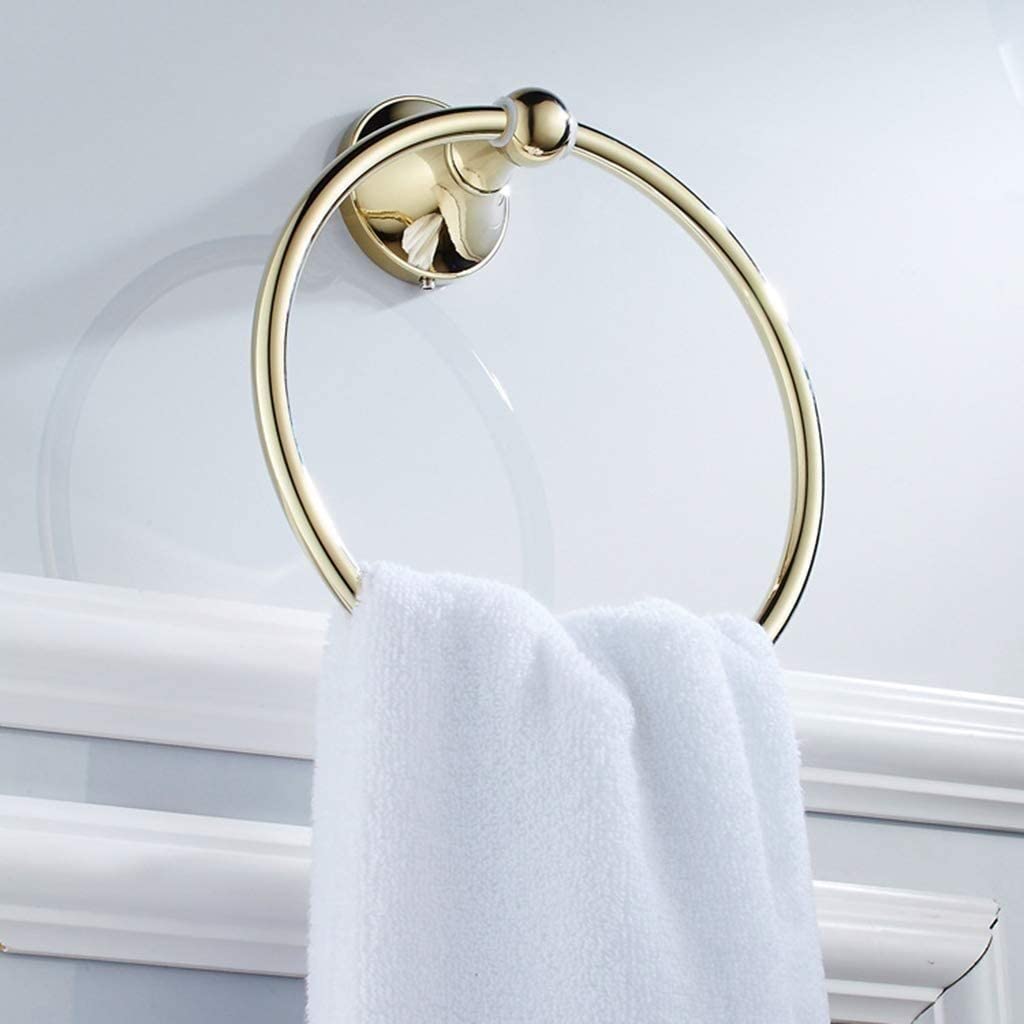 Gold Handtuchring, Wandmontierte Runde Handtuchring Badezimmer Hardware Dekoration Zubehör Haushaltsüberzug Messing Handtuchständer Bad Handtuchstange