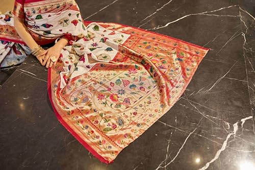 Image of SWORNOF Women's kanjivaram banarasi silk saree Zari Woven for festival Wedding silk with rich pallu Design sarees for women with Unstitched blouse piece