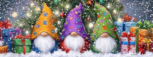 Reofrey ダイヤモンドアート 大きいサイズ クリスマスダイヤモンドの絵画 、クロスステッチ キット小人, 手作りキット 全面貼り付けタイプ ビーズア DIY 手芸キットホーム レストラン ラインストーン ホーム 壁掛け 装飾品 30x80cm