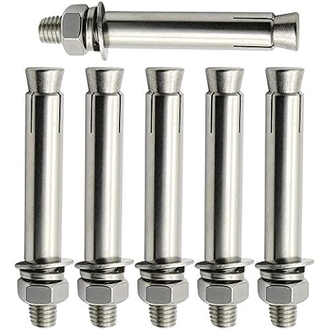 KINDOYO 6 Pieces Expansion Screw Bolts M10 - Stainless Steel External Hex Nut Expansion Sleeve Anchor Bolt Heavy Duty Fixing Anchors, M10*70/6 Pieces Cover