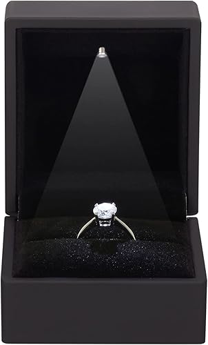 Miniatura 4 de Caja de regalo de 2 piezas para aretes de anillo con luz LED, elegante estuche de terciopelo para anillo, exhibición de joyas para propuestas,