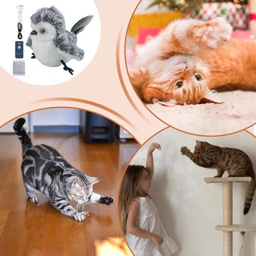 Jouet oiseau battant interactif pour chat stimule instinct chasseur - 5