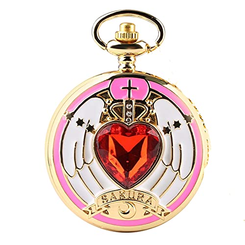 Akopiuto 7 Tipos de Anime japonés Sailor Moon Reloj de Bolsillo de Cuarzo Collar único de Moda Colgante Cadena Cosplay Regalos para Mujeres niñas señora 6