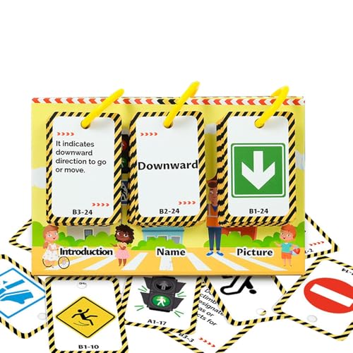 Tarjetas de señales de tráfico: conjunto flash de instrucciones de seguridad, guía de tráfico ilustrada, páginas de revisión invertidas, paquete de referencia de aprendizaje | Inicio Aula Entrenamient