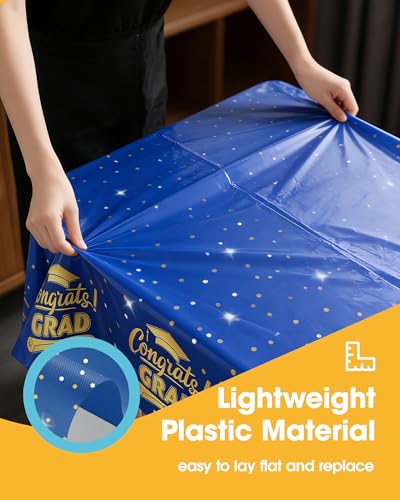 Image of Niuara Blue Graduation Tablecloth 2026 - 4 Pack 54 inch x 108 inch Disposable Tablecloths for 6FT Tables, Class of 2026 Graduation Party Decorations & Supplies