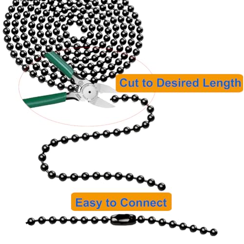 Aeknewo Black Ceiling Fan Pull Chain, 160\" Rustproof 3mm Beaded Ball Pull Chain Extension with 20 Matching Connectors for Ceiling Fans/Lighting Fixtures - Thumbnail 3