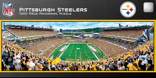 MasterPieces Steelers Puzzle 1000 Piece Panoramic NFL Jigsaw - Pittsburgh Stadium Endzone View, Official Licensed Football Team Artwork, Random Cut Pieces, Matte Finish, 13 x 39 Display