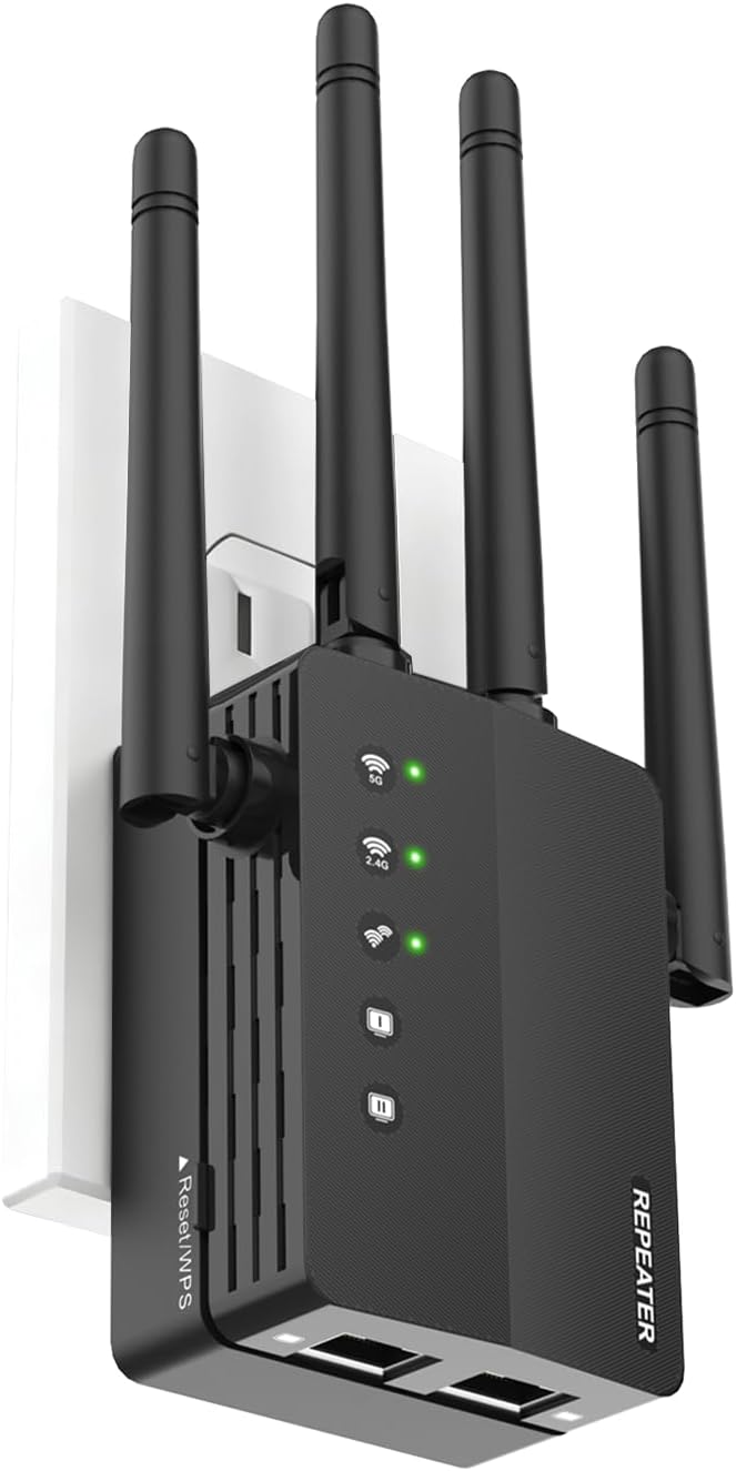12880 Sq.Ft WiFi Extender Signal Booster, 1200Mbps WiFi Repeater, 105-Device Support, Simple Install, WiFi Extender with Wide Compatibility