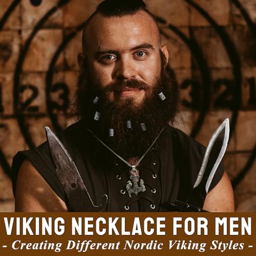 30 Pcs Norse Viking Runes Necklace Amulet Protection Pendant Hair Beard Beads Thor Hammer Jewelry for Men Women DIY4