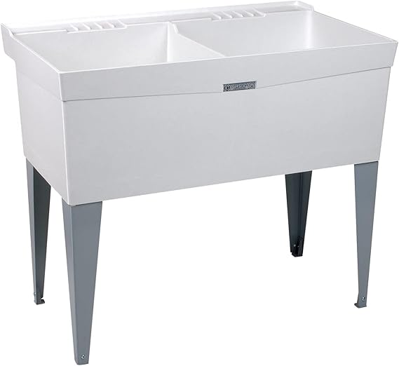 E.L. Mustee 26F Utilatwin Floor Mount Laundry Tub, White Utility