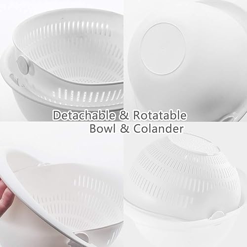 Miniatura 3 de TOPLNER - Escurridor giratorio de doble capa 2 en 1, colador de cocina, colador de frutas, colador para limpiar verduras, fideos (gris)