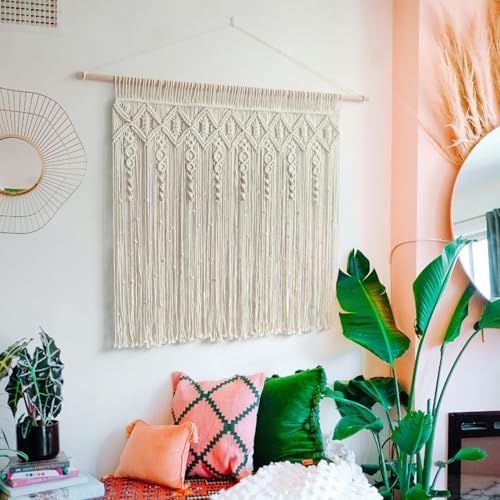 Cortinas bohemias de macramé de algodón tejido a mano para decorar apartamentos 4