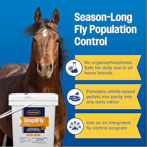 Farnam SimpliFly Feed Through Fly Control Daily Supplement for Horses, 3.75 lb, EPA Approved Palatable Pellets, Prevents Stable Flies in Manure and Break and Prevents the Fly Life Cycle, 60 Day Supply - Image 5