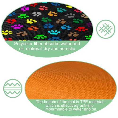 Tapete de cocina para pasillo y cuarto de lavado con estampado de huellas alegres 6