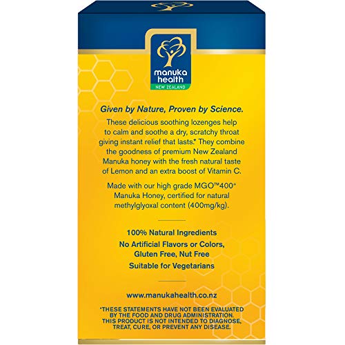 Manuka Health, MGO 400+ Manuka Honey Lozenges with Lemon, 15 lozenges, 2.66 oz
