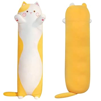 GHTMONY 51'' Cat Plush Long Body Pillow, Giant Cat Stuffed Animals for Girls, Cute Cat Body Pillow for Kids and Adults, Birthday Gifts