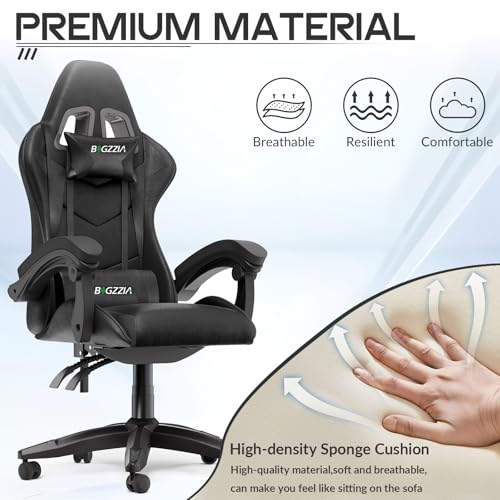 Racingreat Ergonomic Gaming Chair with Adjustable Height, Reclining Feature, Headrest, and Lumbar Support for Adults (Basics, Black) - Image 5