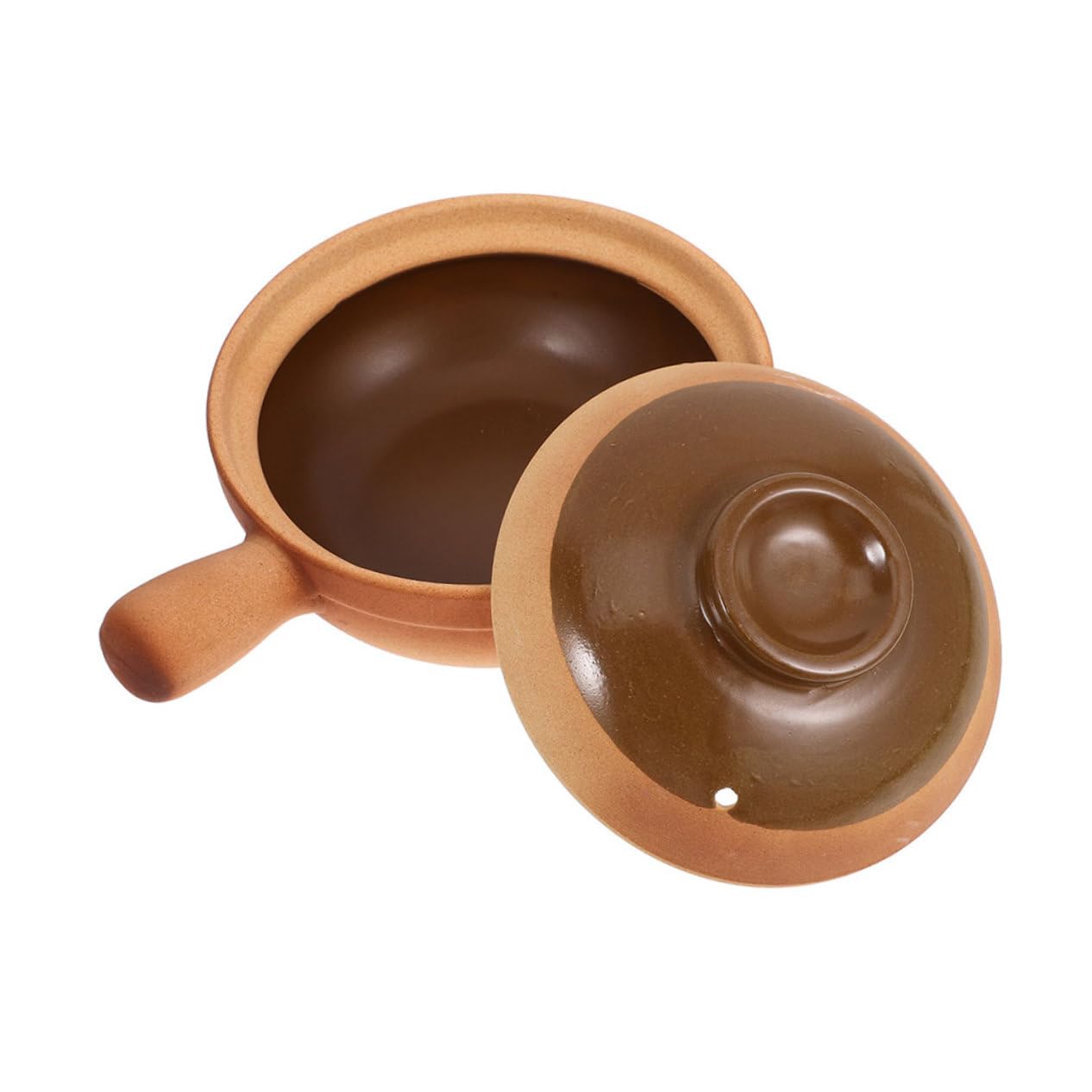 Cabilock Olla Pequeña de Barro para Sopa y Guisos, 600 Ml, Tapa, Distribución Uniforme del Calor y Diseño Tradicional para Reuniones Familiares o Viajes