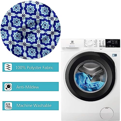 Rideau de douche 300x200 grand format imperméable bleu floral KnSam