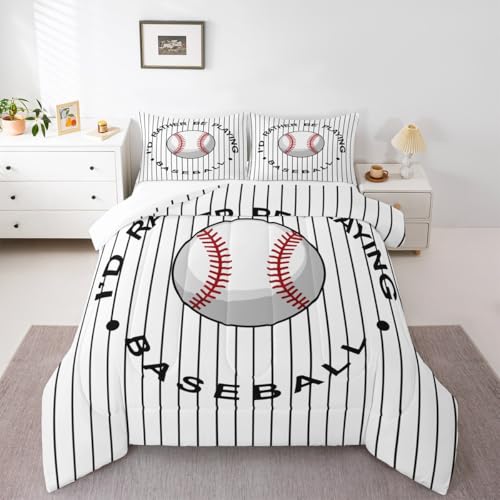 Image of Feelyou Baseball Comforter Set Full Size Bedding Set for Kids Teens