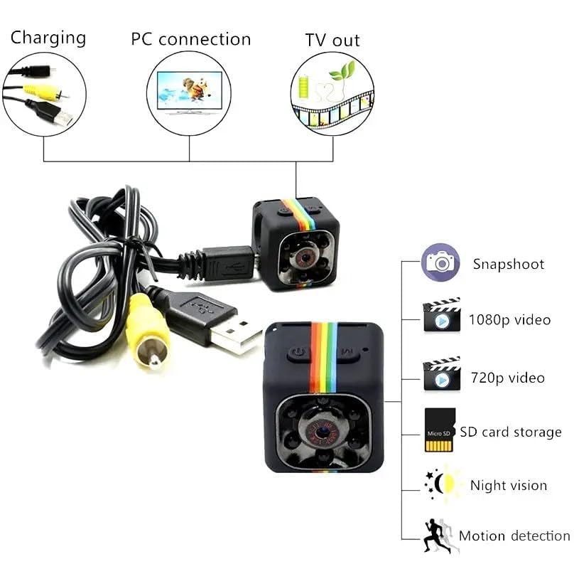 Image of 1080P Mini Spy Camera with Low Light Vision, Portable Security, Hidden-Camera with Audio and Video Recorder for Home Office Wind Desktop Indoor Security Stand Camera (Non WiFi Camera)