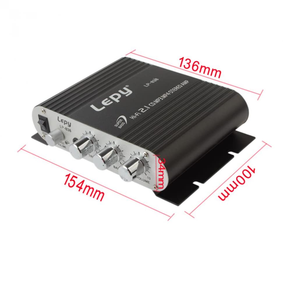 LP-838 Mini Amplificatore di Potenza per Auto Digitale 2.1CH 20W 2x15W Hi-Fi MP3 MP4 Stereo Booster Dvd Moto Casa Bassa Audio Player