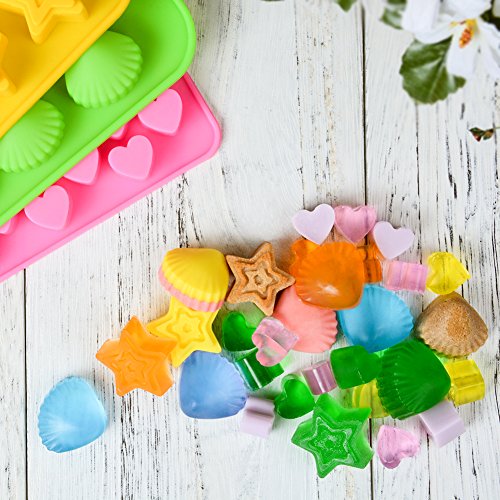 Chocolate Molds Gummy Molds Silicone - Candy Mold And Silicone Ice Cube Tray Nonstick Including Hearts, Stars, Shells #TOP5