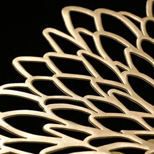 Famibay Gold Placemats Set of 6 Washable Round Vinyl Table Mats for Kitchen Christmas Table Decor