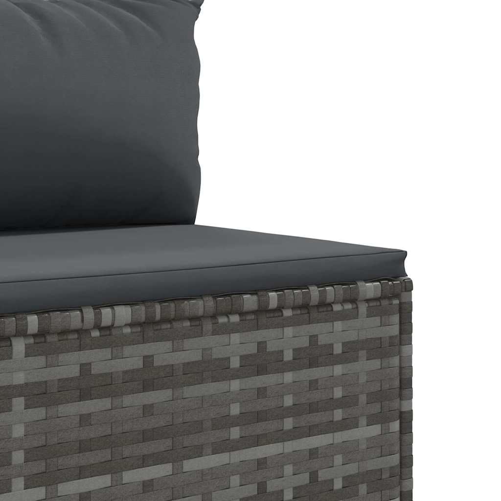 Set di mobili da giardino in polyrattan grigio, 9 pezzi, con cuscini, resistenti ai raggi UV, design modulare per terrazza, balcone, mobili da esterno