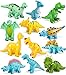 GeyiieTOYS Juego de 12 figuras de dinosaurio de juguete de baño para niños con agua flotante de la boca, aprox. 8 x 8 x 4 cm, para bebés a partir de 6 meses