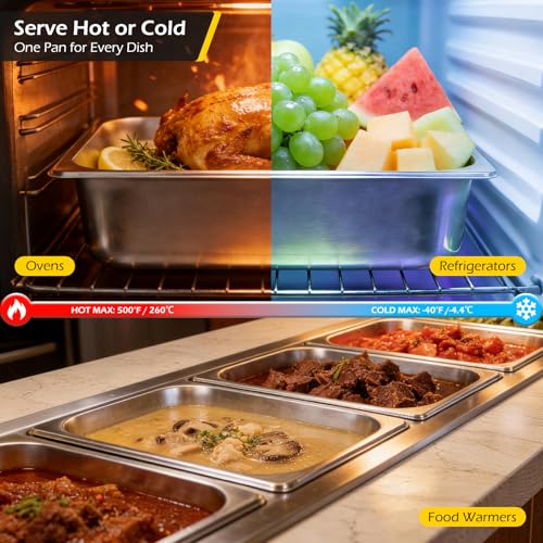 Image of Dyna-Living Steam Table Pan 1 /2 Half Size 4 Inch Deep Pan 4 Pack Hotel Pans