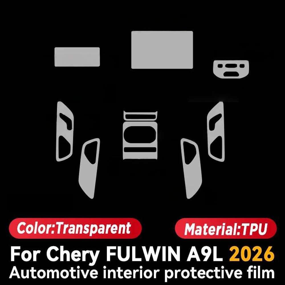 Pellicola Protettiva Trasparente AntiGraffio in TPU per Interni Auto, per Chery Fulwin A9L 2026. Adesivo Protettivo.