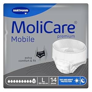 MoliCare premium Mobile 10 Tropfen Größe L, Inkontinenzhosen für Frauen und Männer mit schwerster Inkontinenz, extra Auslaufschutz, fortschrittlicher Hautschutz, verbesserte Passform, 14 Stück