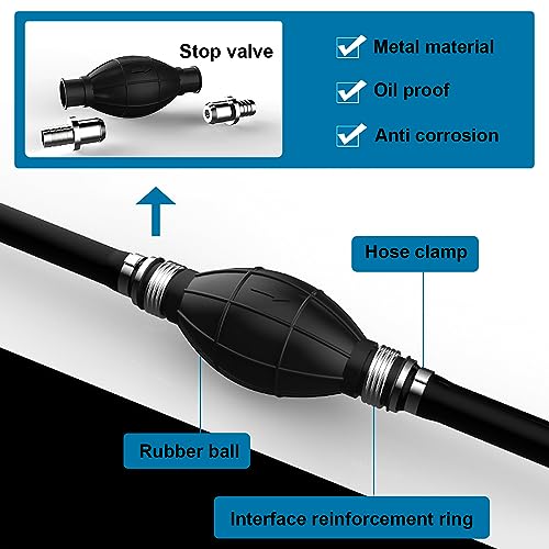 smseace 5/16 Inch (8mm) Outboard Fuel Line Primer Bulb Assembly kit for Marine Boat Fuel Tank 6.88Ft Hand Fuel line Assembly for Marine,Boat Fuel Tank