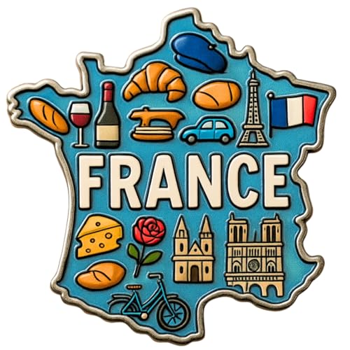 Image of Souvenir Fridge Magnet | 4x3 Inch Collectible Travel Decor | Strong & Durable Refrigerator Magnet with Iconic Landmarks for Travelers (France)