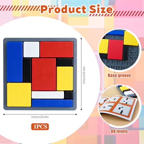 IQ Puzzle, Logikspiel ab 3 Jahre, Geduldspiele, Denkspiele, Knobelspiele, Steckpuzzle, Geometrisches Legespiel mit 88 Herausforderungen in Primärfarben für Kinder und Erwachsene