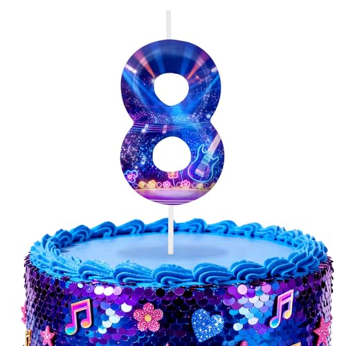 Image of Blue Number 8 Birthday Candles, Cartoon Themed Cake Toppers for Boys Girls Cake Decorations, Birthday Decorations Party Supplies, Number Candles for Party Decor