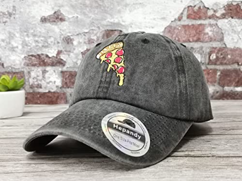 Image of Hepandy Embroidered Pizza Corn Yinyang Home Girl Ice Cream Baseball Cap | Men Women Detailed Embroidery Adjustable Metal Buckle Distressed Cotton Unisex Dad Hats Gifts for Christmas Mother's Day